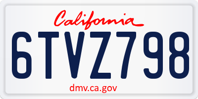 CA license plate 6TVZ798