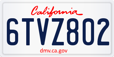 CA license plate 6TVZ802