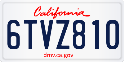 CA license plate 6TVZ810