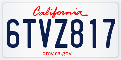 CA license plate 6TVZ817