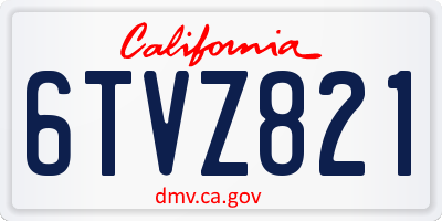 CA license plate 6TVZ821