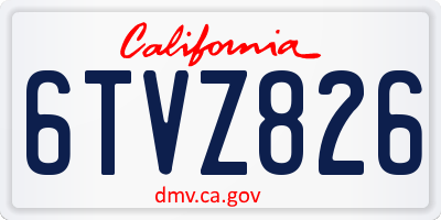 CA license plate 6TVZ826