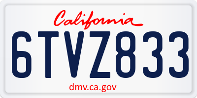 CA license plate 6TVZ833