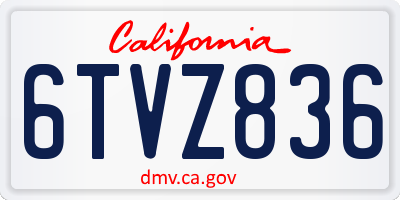 CA license plate 6TVZ836