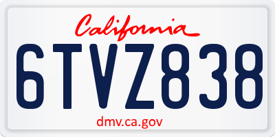 CA license plate 6TVZ838
