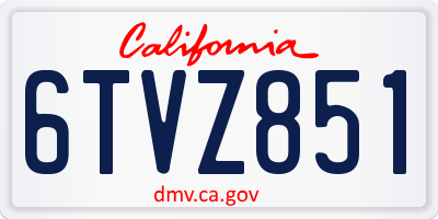 CA license plate 6TVZ851