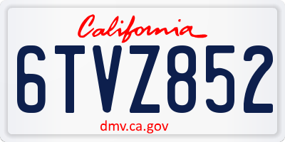 CA license plate 6TVZ852