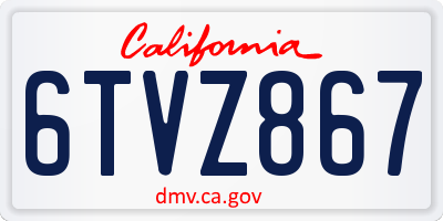 CA license plate 6TVZ867