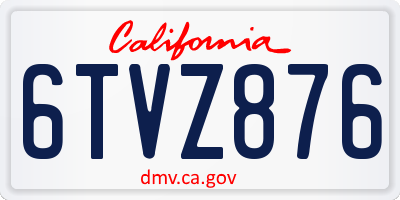 CA license plate 6TVZ876