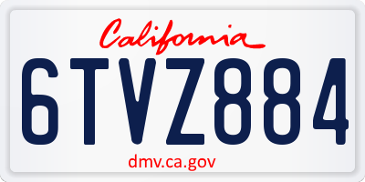 CA license plate 6TVZ884