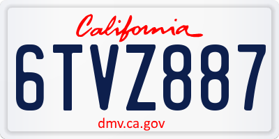 CA license plate 6TVZ887