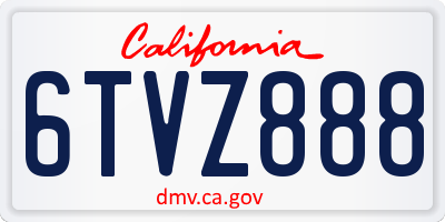 CA license plate 6TVZ888