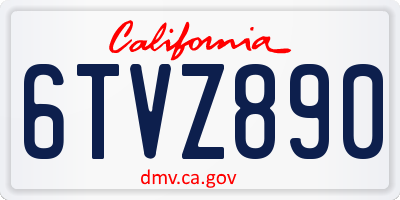 CA license plate 6TVZ890