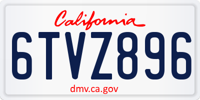 CA license plate 6TVZ896