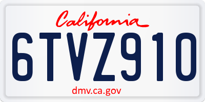 CA license plate 6TVZ910