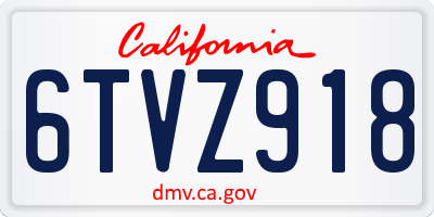 CA license plate 6TVZ918