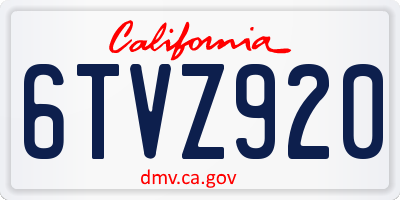 CA license plate 6TVZ920