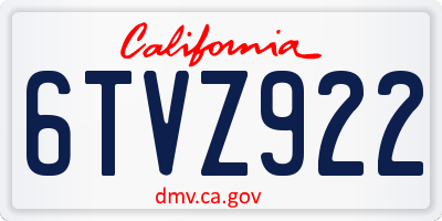 CA license plate 6TVZ922