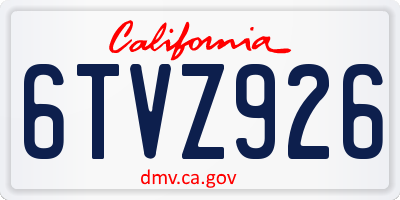 CA license plate 6TVZ926