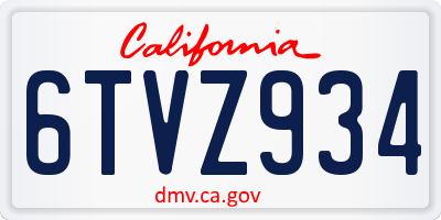 CA license plate 6TVZ934
