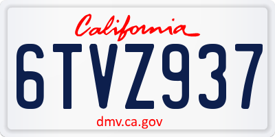 CA license plate 6TVZ937