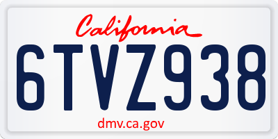 CA license plate 6TVZ938