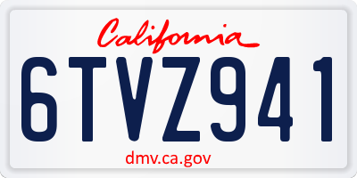 CA license plate 6TVZ941