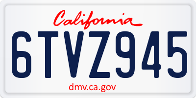CA license plate 6TVZ945