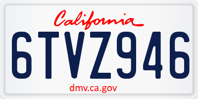 CA license plate 6TVZ946