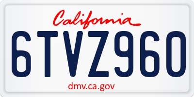 CA license plate 6TVZ960