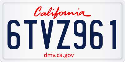 CA license plate 6TVZ961
