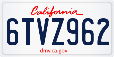 CA license plate 6TVZ962