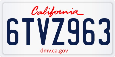 CA license plate 6TVZ963