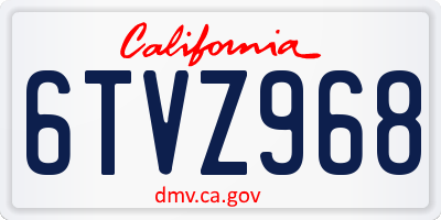 CA license plate 6TVZ968