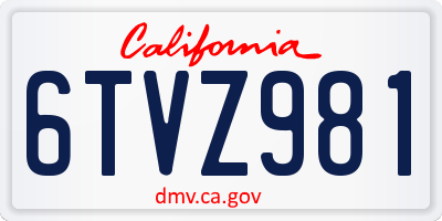 CA license plate 6TVZ981