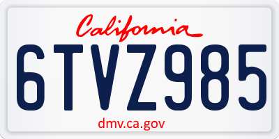 CA license plate 6TVZ985