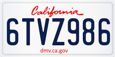 CA license plate 6TVZ986