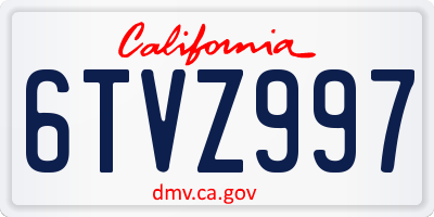 CA license plate 6TVZ997
