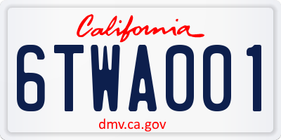 CA license plate 6TWA001