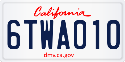CA license plate 6TWA010