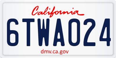 CA license plate 6TWA024