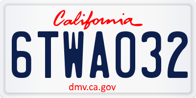 CA license plate 6TWA032