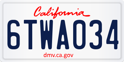 CA license plate 6TWA034