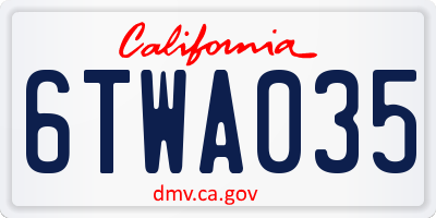 CA license plate 6TWA035