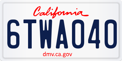 CA license plate 6TWA040
