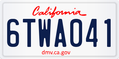 CA license plate 6TWA041