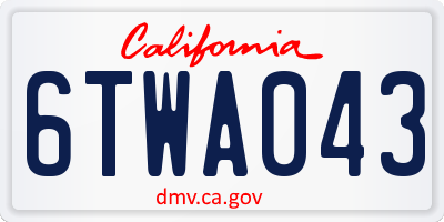 CA license plate 6TWA043