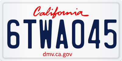 CA license plate 6TWA045