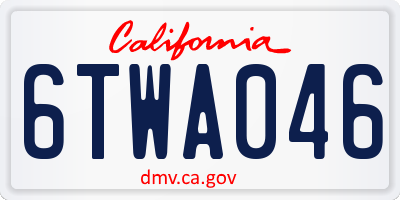 CA license plate 6TWA046