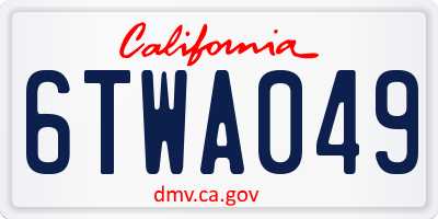 CA license plate 6TWA049